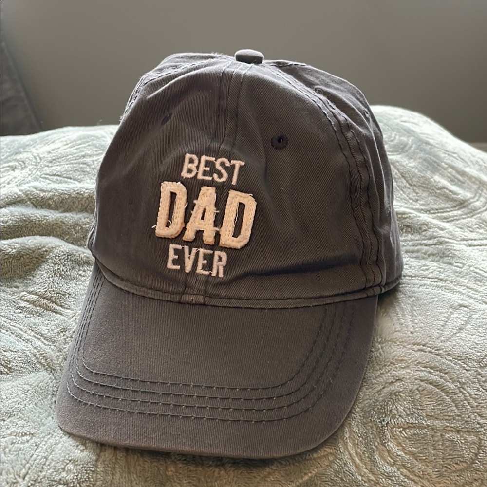 Best Dad Ever Distressed Gray Cap